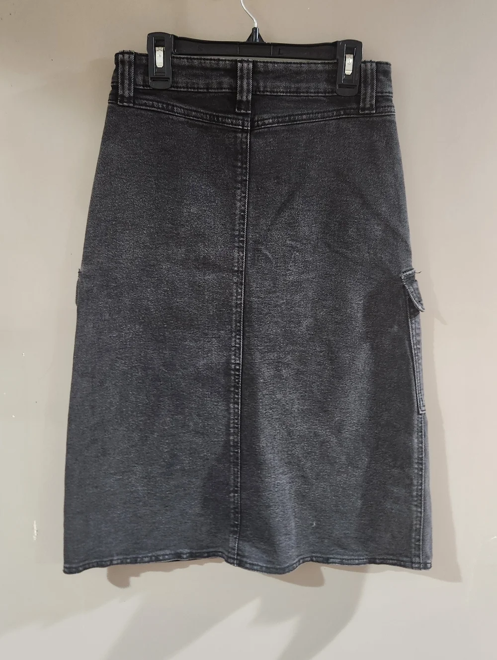 Sincerely Jules Cargo Denim Midi Skirt Utility Jean Women's Washed Black Sz 0 - Picture 2 of 3